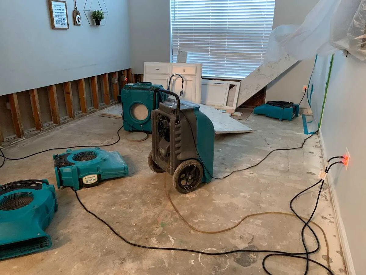 Dehumidifier in flood-cut room for Water Extraction & Removal in Upland